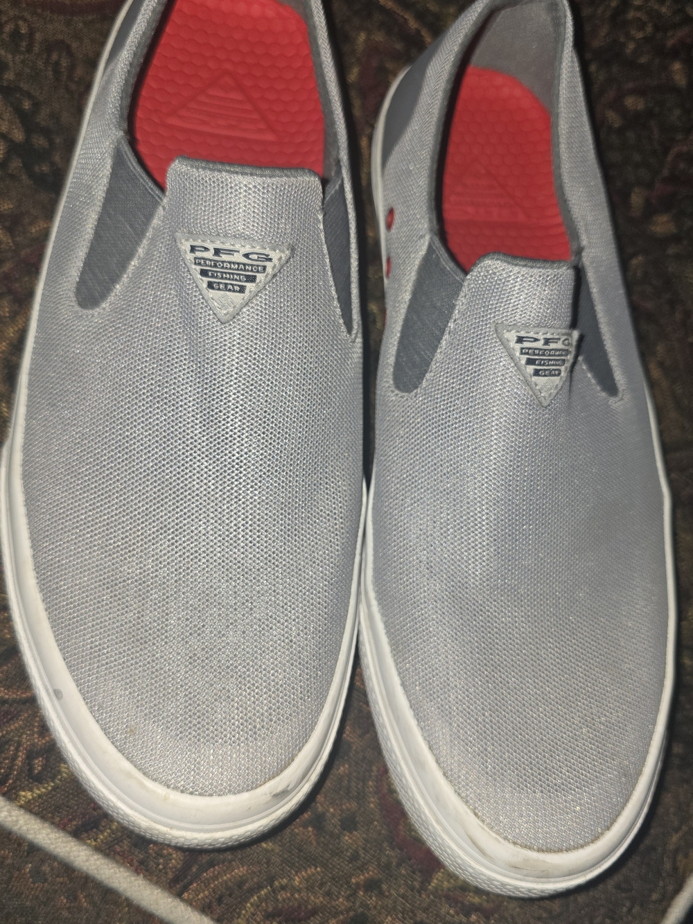Columbia Men's Size 9 PFG Gray Mesh Slip-On Loafers with Red Insole